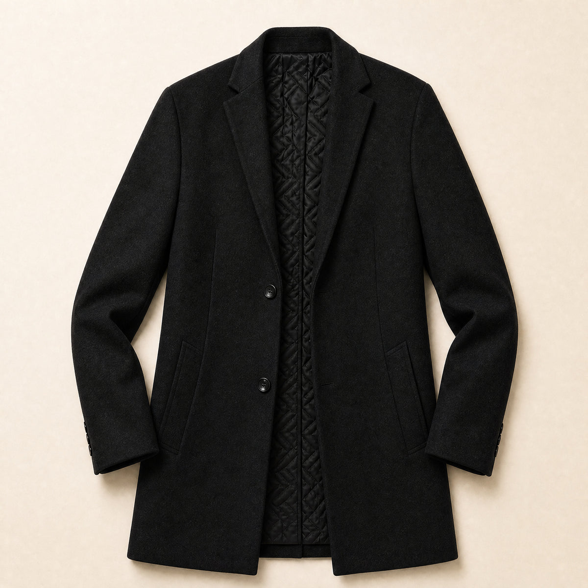 Cumulus Wool-Blend Overcoat in Black