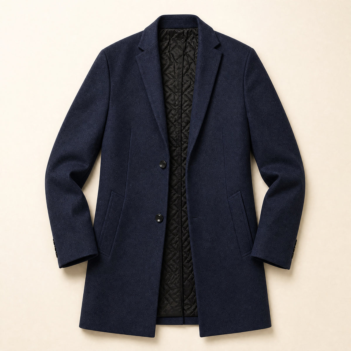 Cumulus Wool-Blend Overcoat in Navy Blue