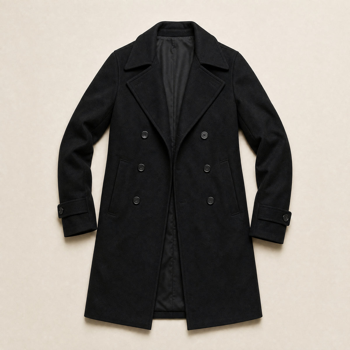 Dale Double-Breasted Topcoat in Black