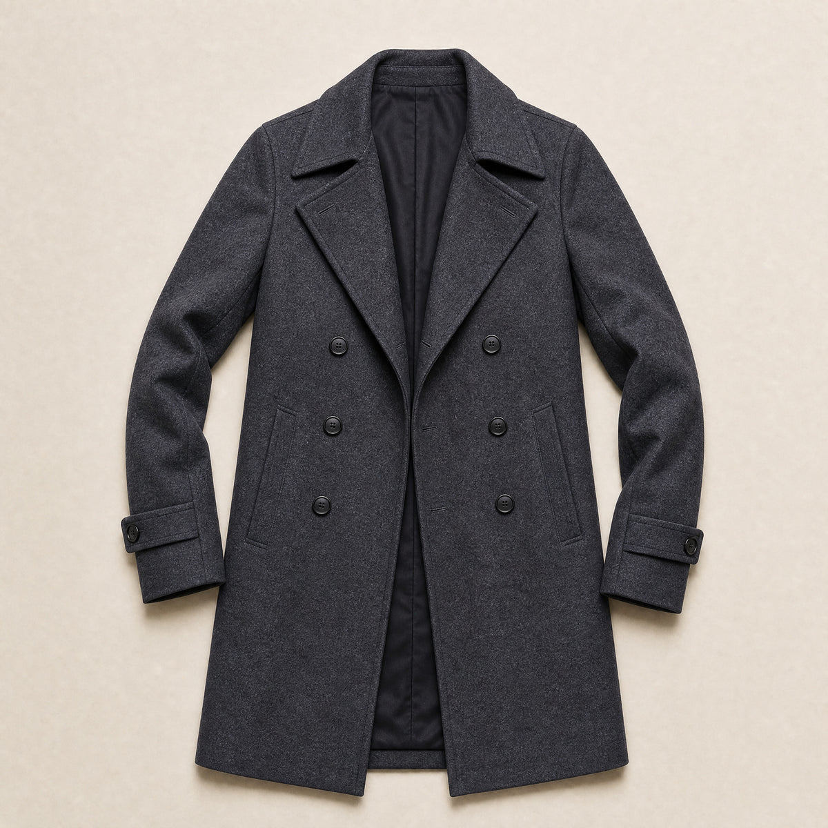 Dale Double-Breasted Topcoat in Dark Gray