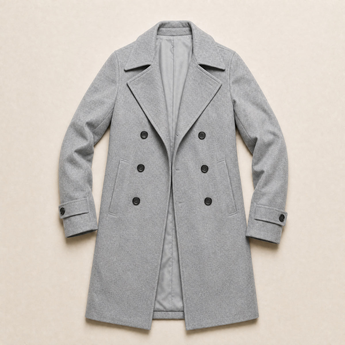 Dale Double-Breasted Topcoat in Light Gray