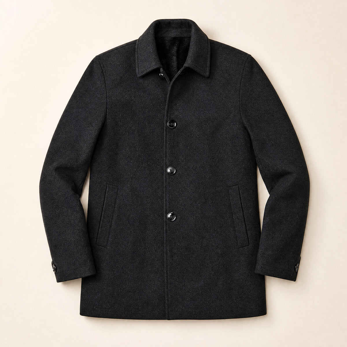 Dawn Wool-Blend Overcoat in Black