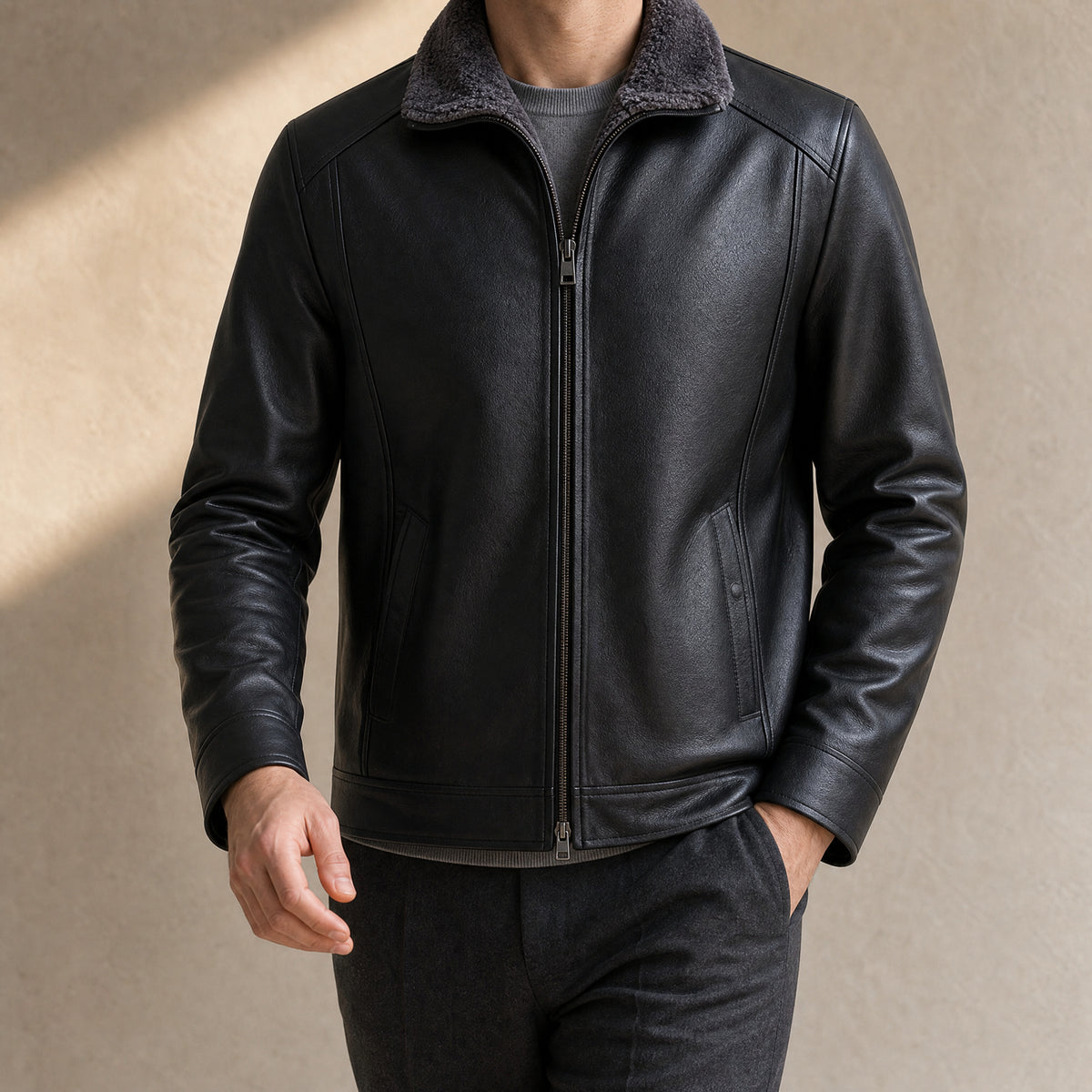 Dell Leather Jacket in Black