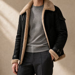 Deluge Shearling Bomber Jacket in Black