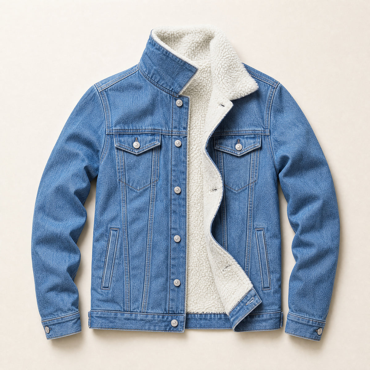 Dogwood Sherpa-Lined Denim Jacket in Light Blue