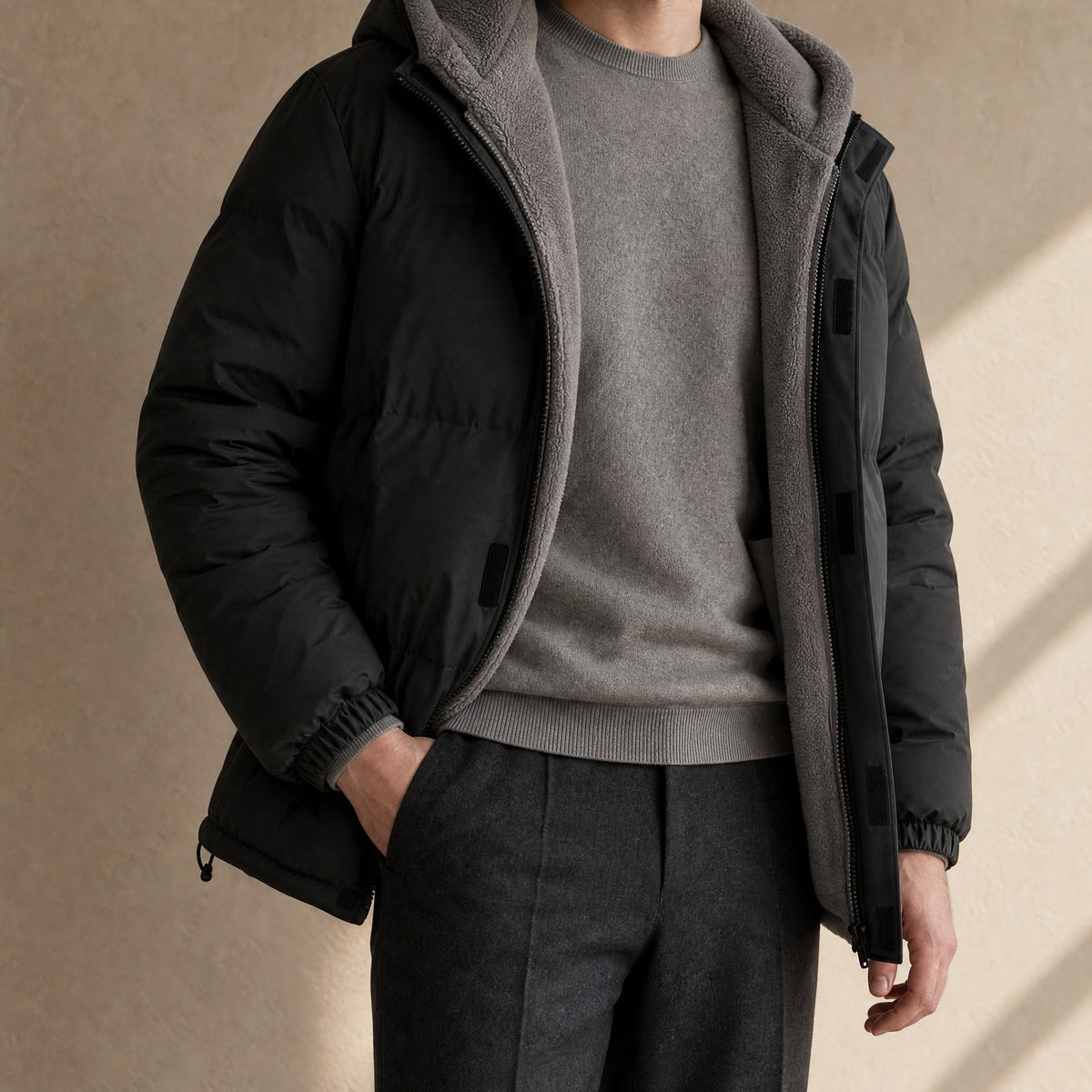 Dolmen Heavyweight Puffer Jacket in Black