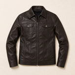 Draft Leather Moto Jacket in Coffee