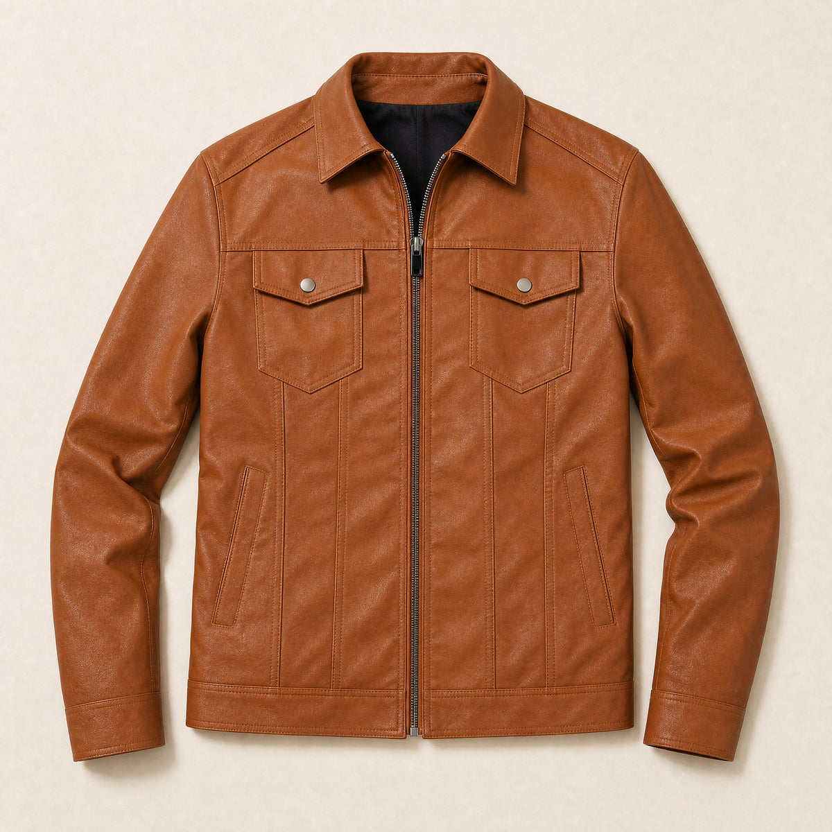 Draft Leather Moto Jacket in Mustard