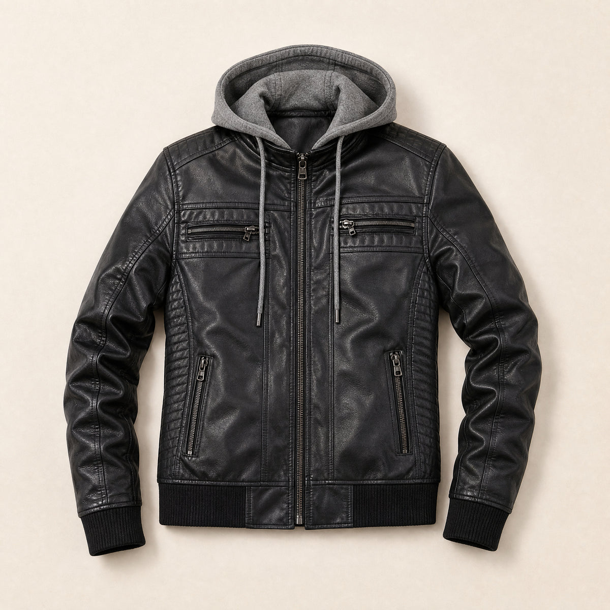 Drizzle Leather Moto Jacket in Black