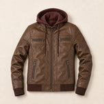 Drizzle Leather Moto Jacket in Brown