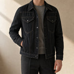 Dune Flannel-Lined Denim Jacket in Black