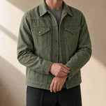 Dune Flannel-Lined Denim Jacket in Green