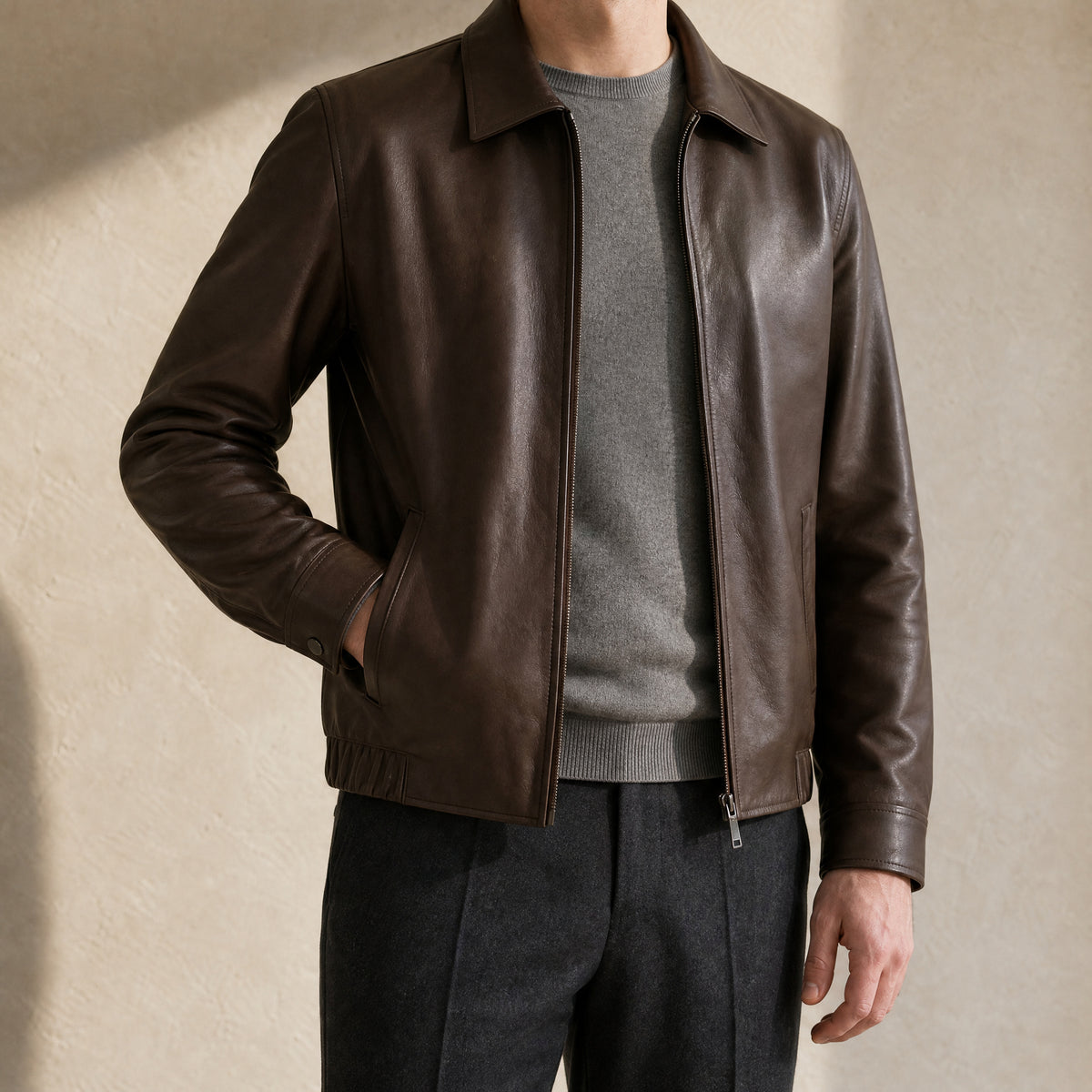 Dusk Leather Moto Jacket in Dark Brown