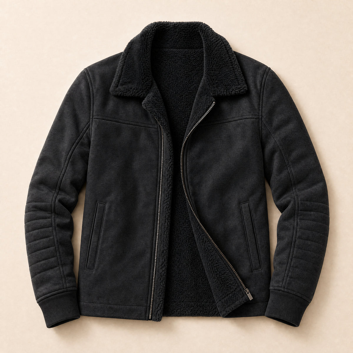 Ebb Sherpa Zip Jacket in Black