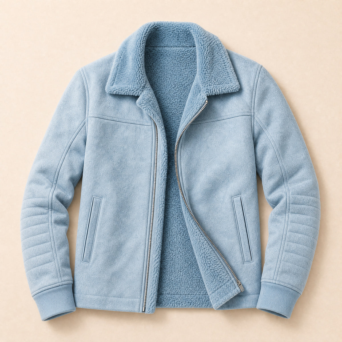 Ebb Sherpa Zip Jacket in Blue