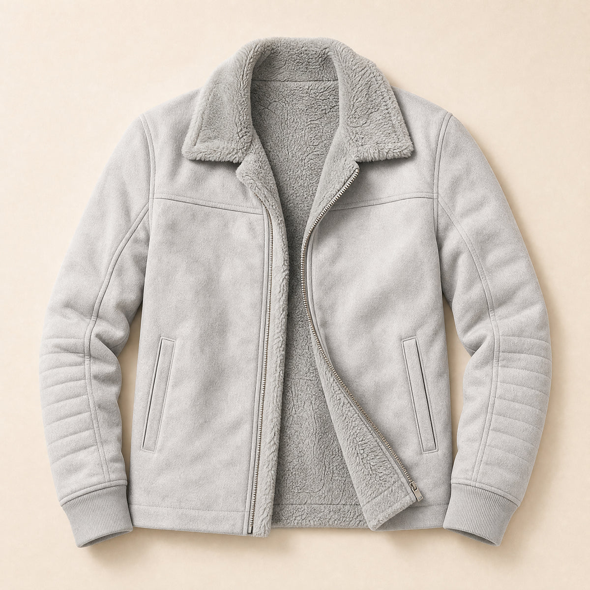 Ebb Sherpa Zip Jacket in Gray