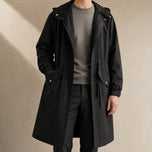 Eddy Hooded Trench Coat in Black