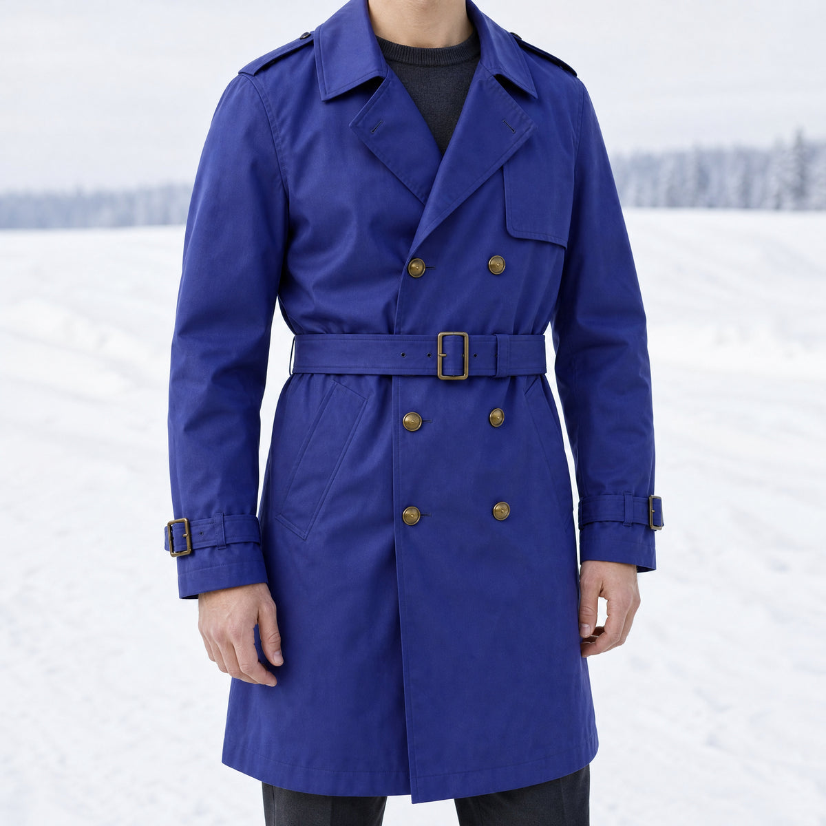 Elder Mid-Length Trench Coat in Blue