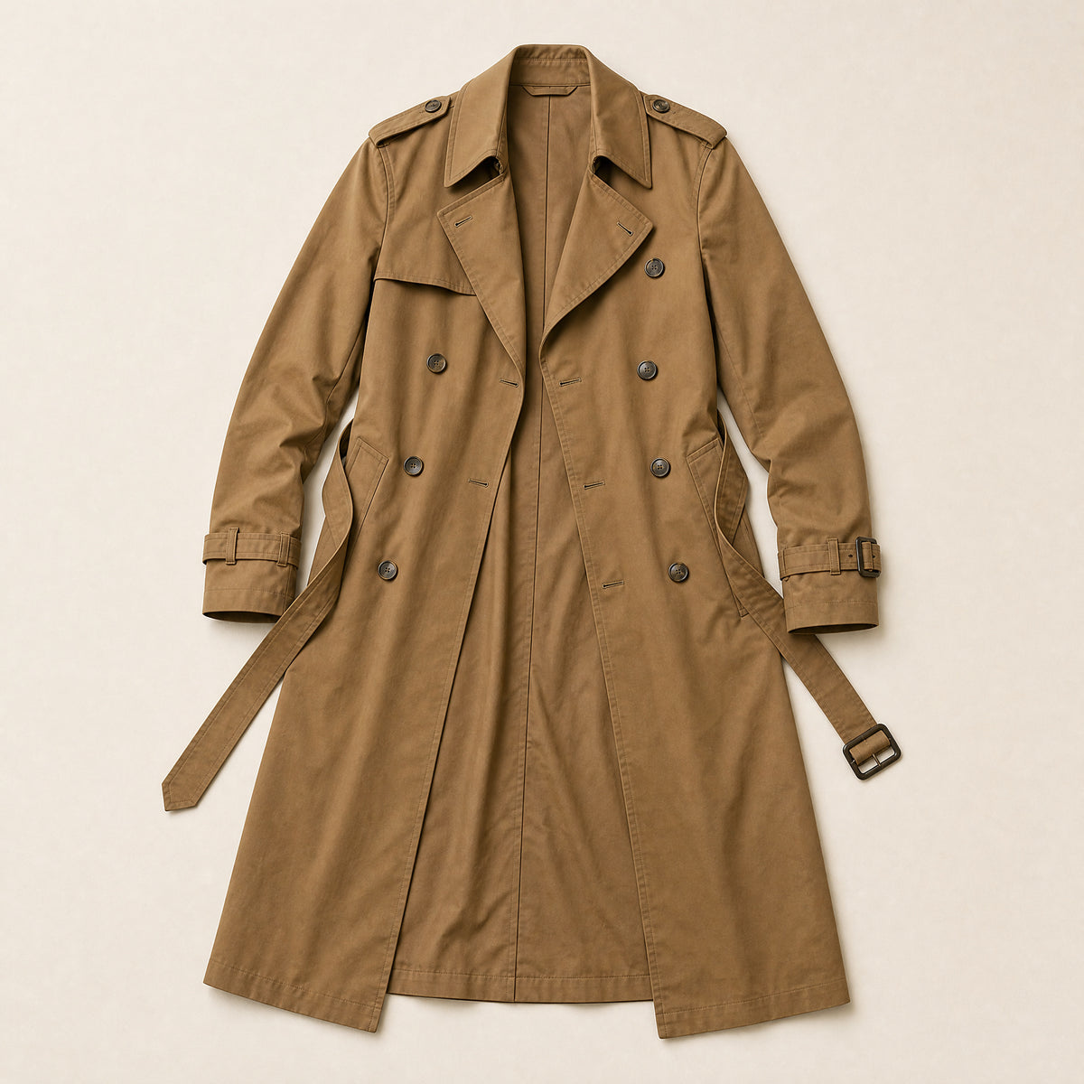 Estuary Double-Breasted Trench Coat in Khaki