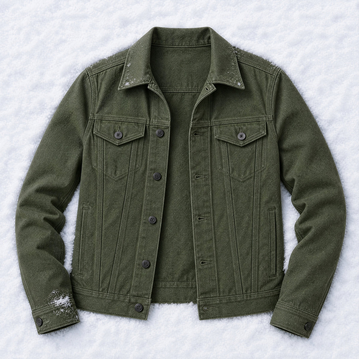 Evenfall Cotton Trucker Jacket in Army Green