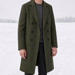 Fernbrake Long Double-Breasted Overcoat in Army Green