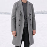 Fernbrake Long Double-Breasted Overcoat in Gray