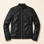 Firth Leather Moto Jacket in Black