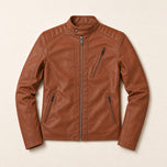 Firth Leather Moto Jacket in Earth Yellow