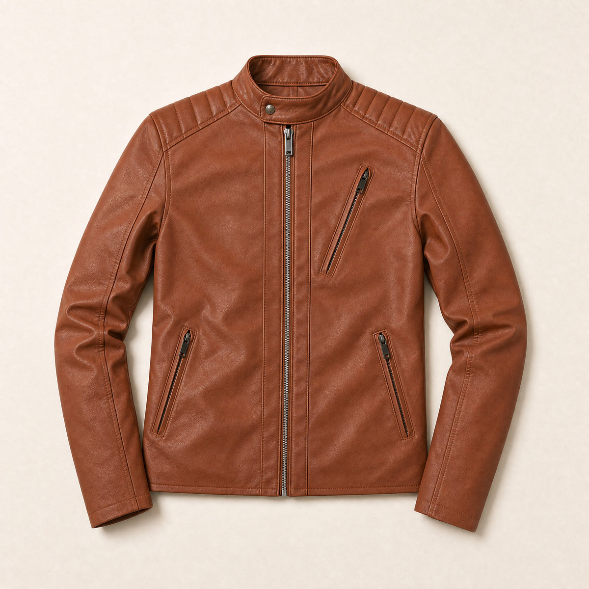 Firth Leather Moto Jacket in Earth Yellow