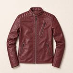 Firth Leather Moto Jacket in Red