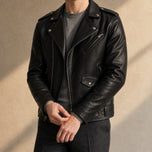 Flintlock Leather Motorcycle Jacket in Black