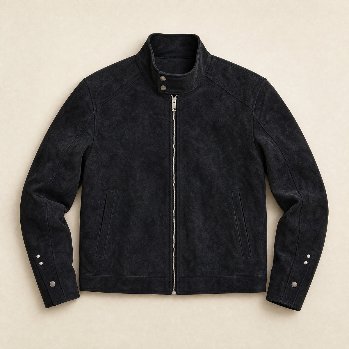Flurry Leather Cafe Racer Jacket in Black