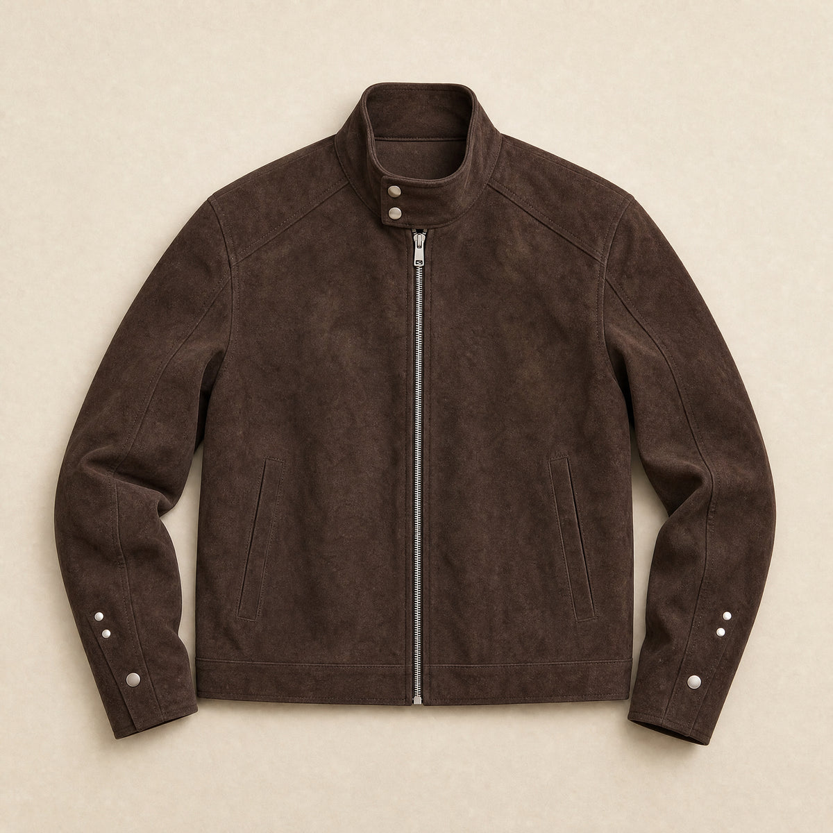 Flurry Leather Cafe Racer Jacket in Brown