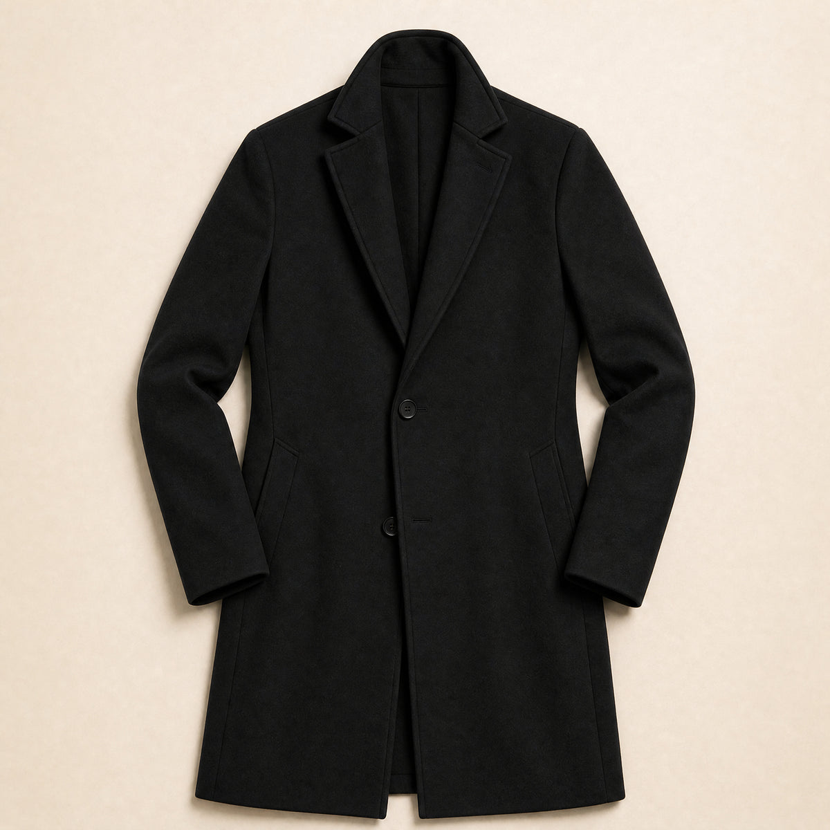 Ford Single-Breasted Overcoat in Black