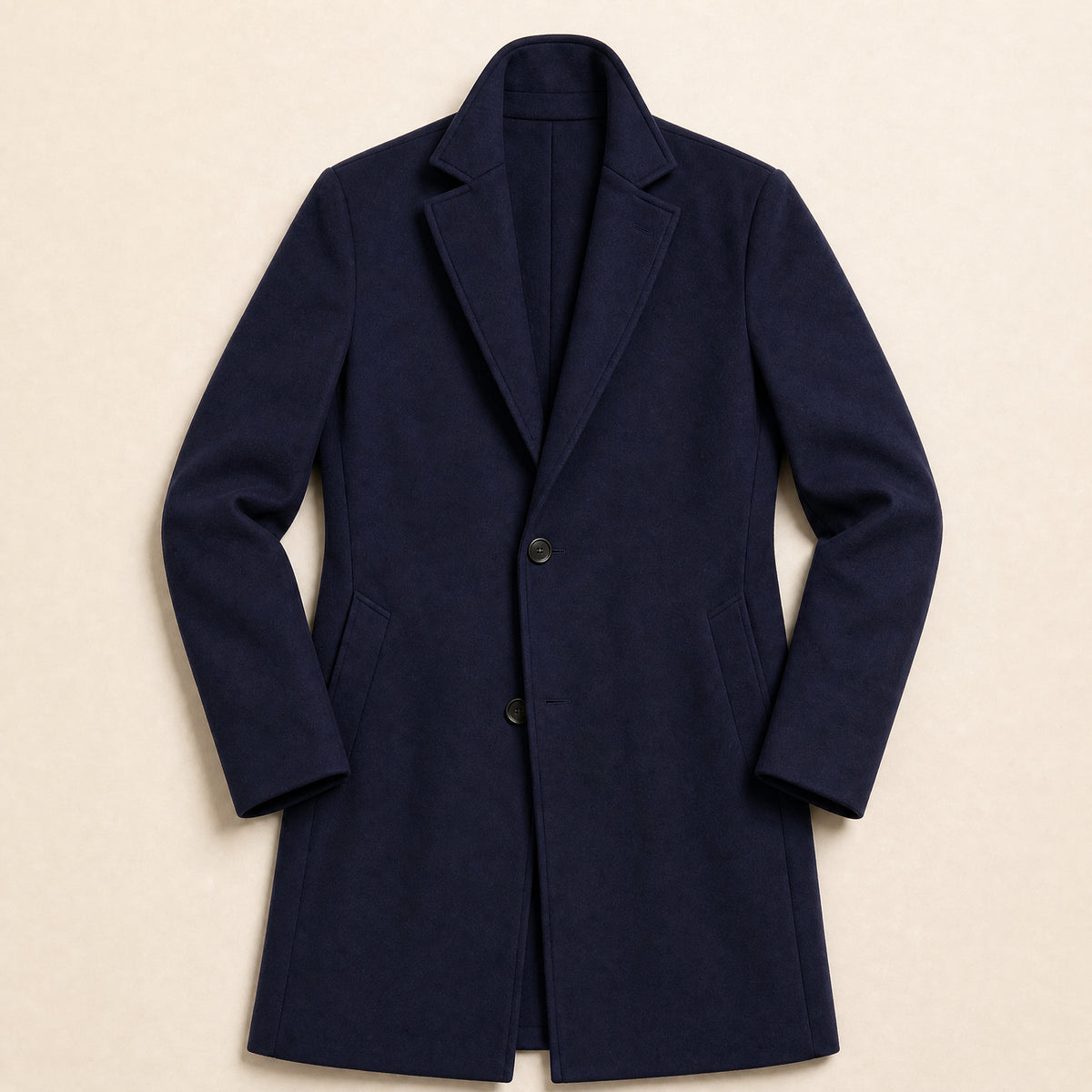 Ford Single-Breasted Overcoat in Dark Blue