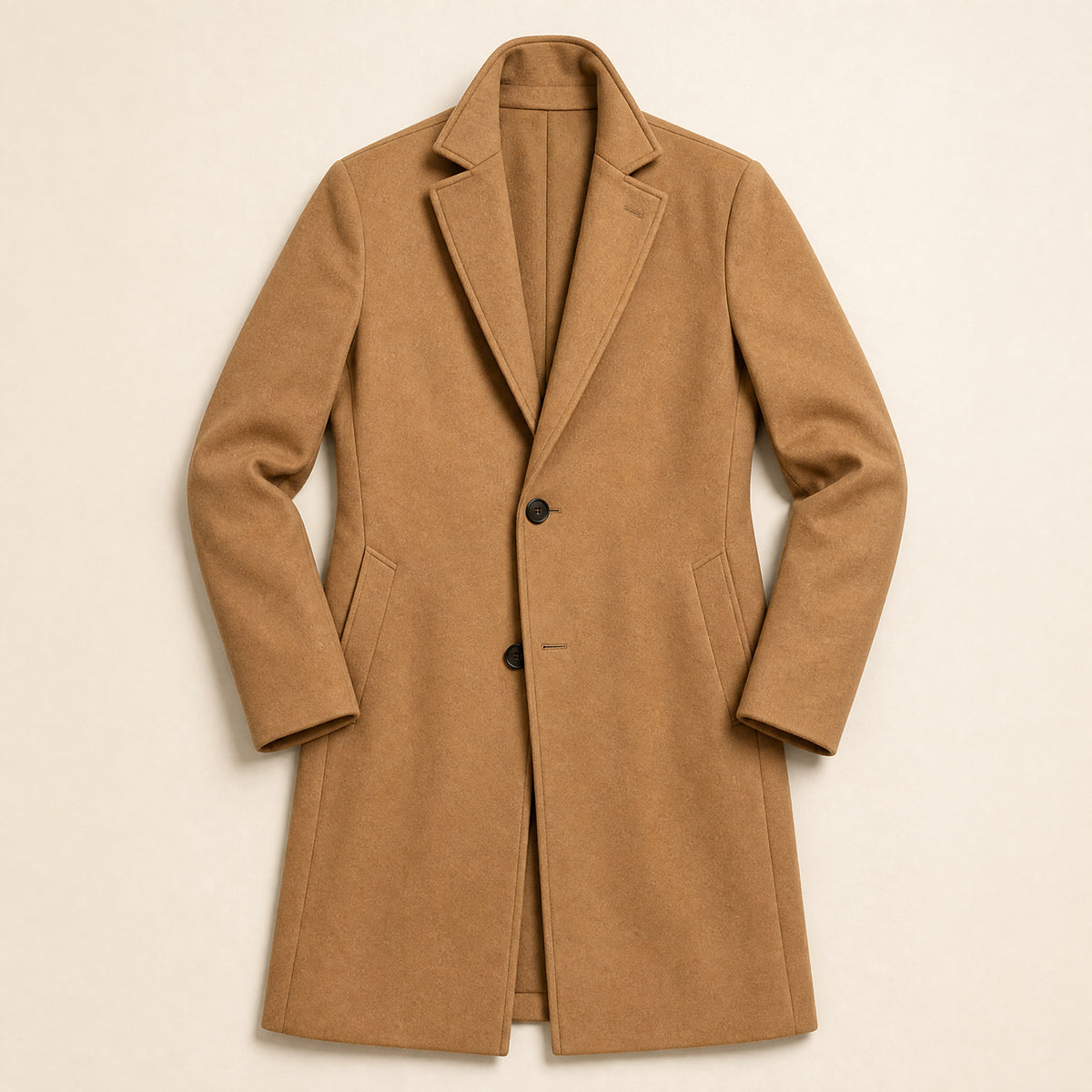 Ford Single-Breasted Overcoat in Khaki