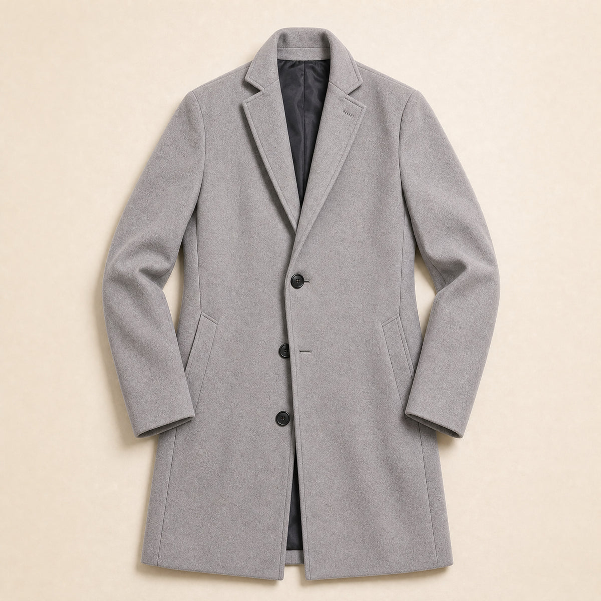 Ford Single-Breasted Overcoat in Light Gray