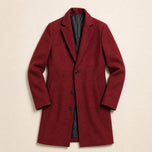 Ford Single-Breasted Overcoat in Wine Red