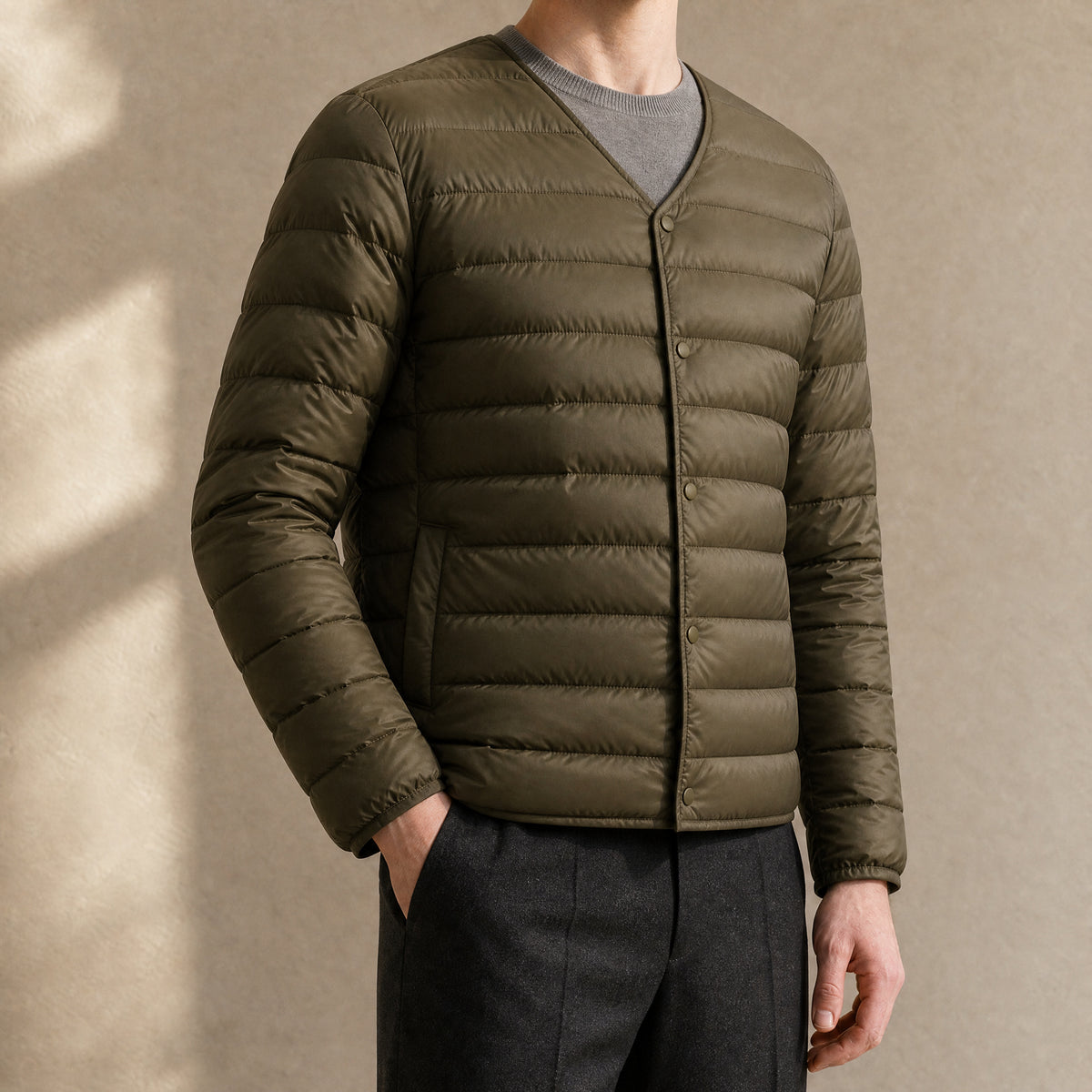 Foreshore Lightweight Puffer Jacket in Army Green