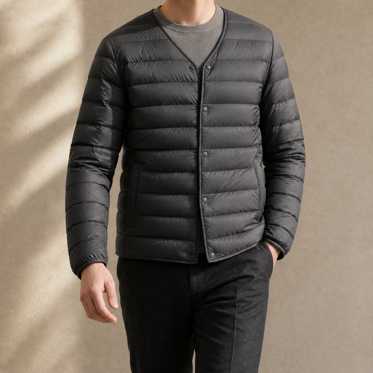 Foreshore Lightweight Puffer Jacket in Gray