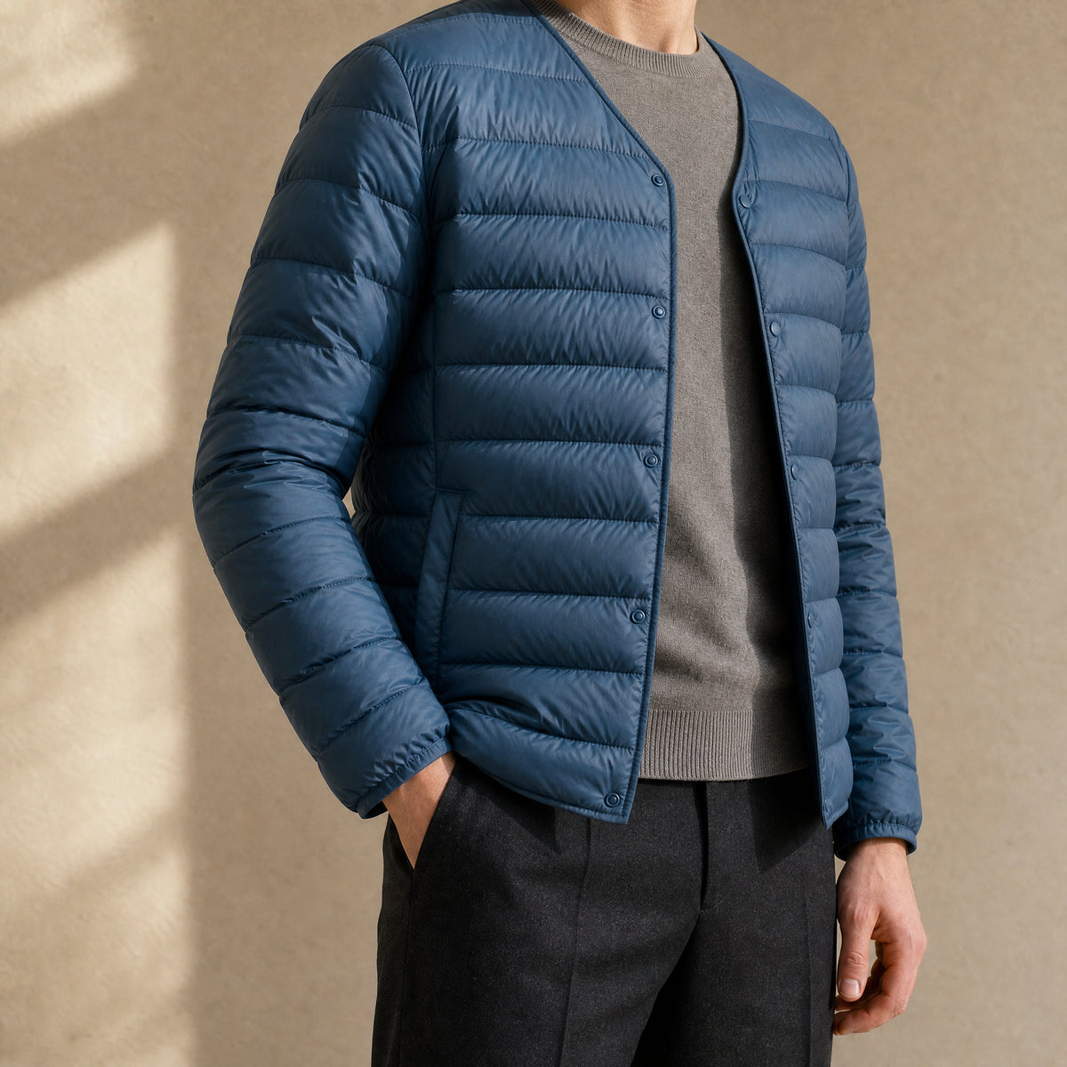 Foreshore Lightweight Puffer Jacket in Haze Blue