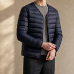 Foreshore Lightweight Puffer Jacket in Navy Blue