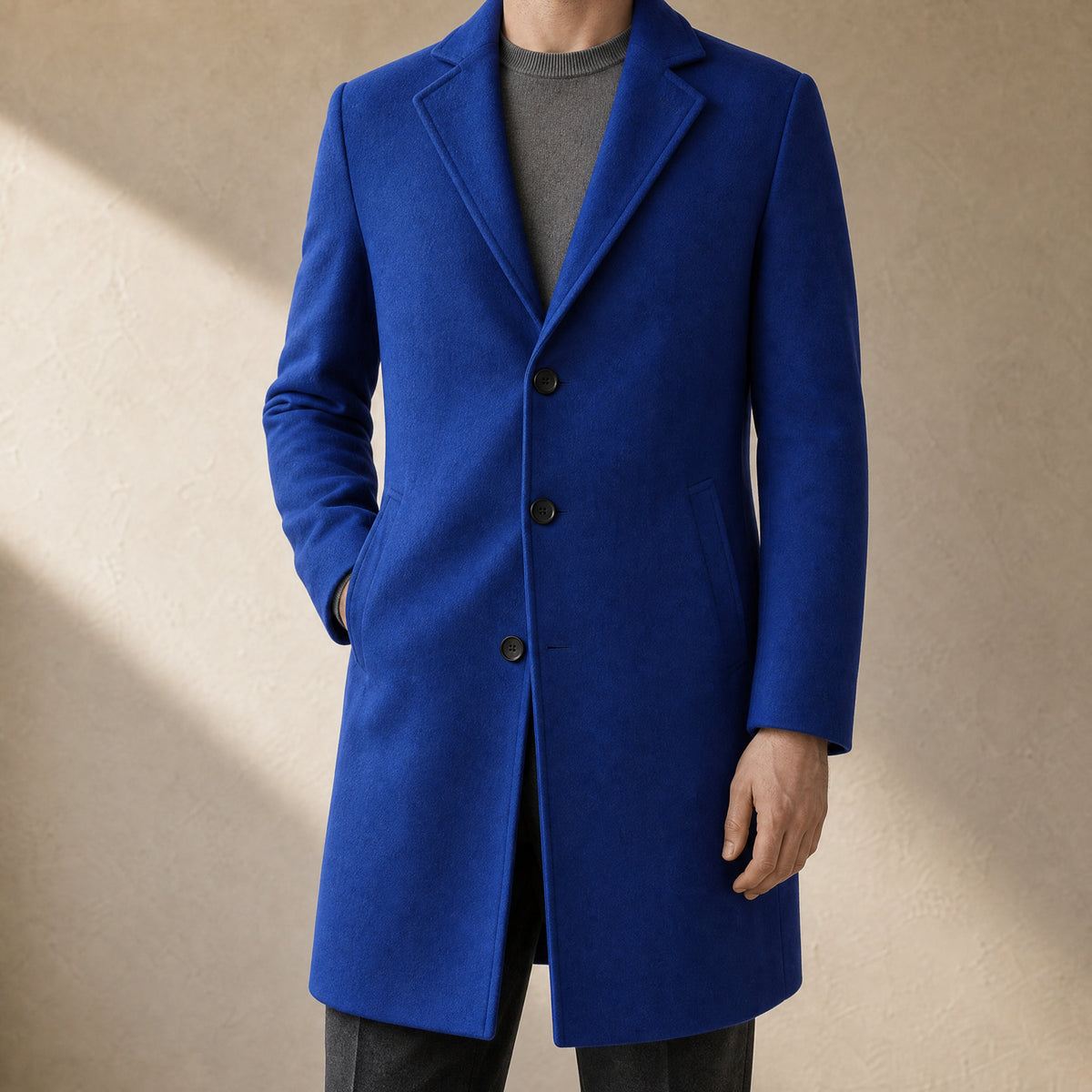 Forge Single-Breasted Overcoat in Royal Blue