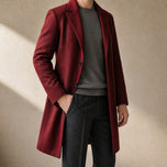 Forge Single-Breasted Overcoat in Wine Red
