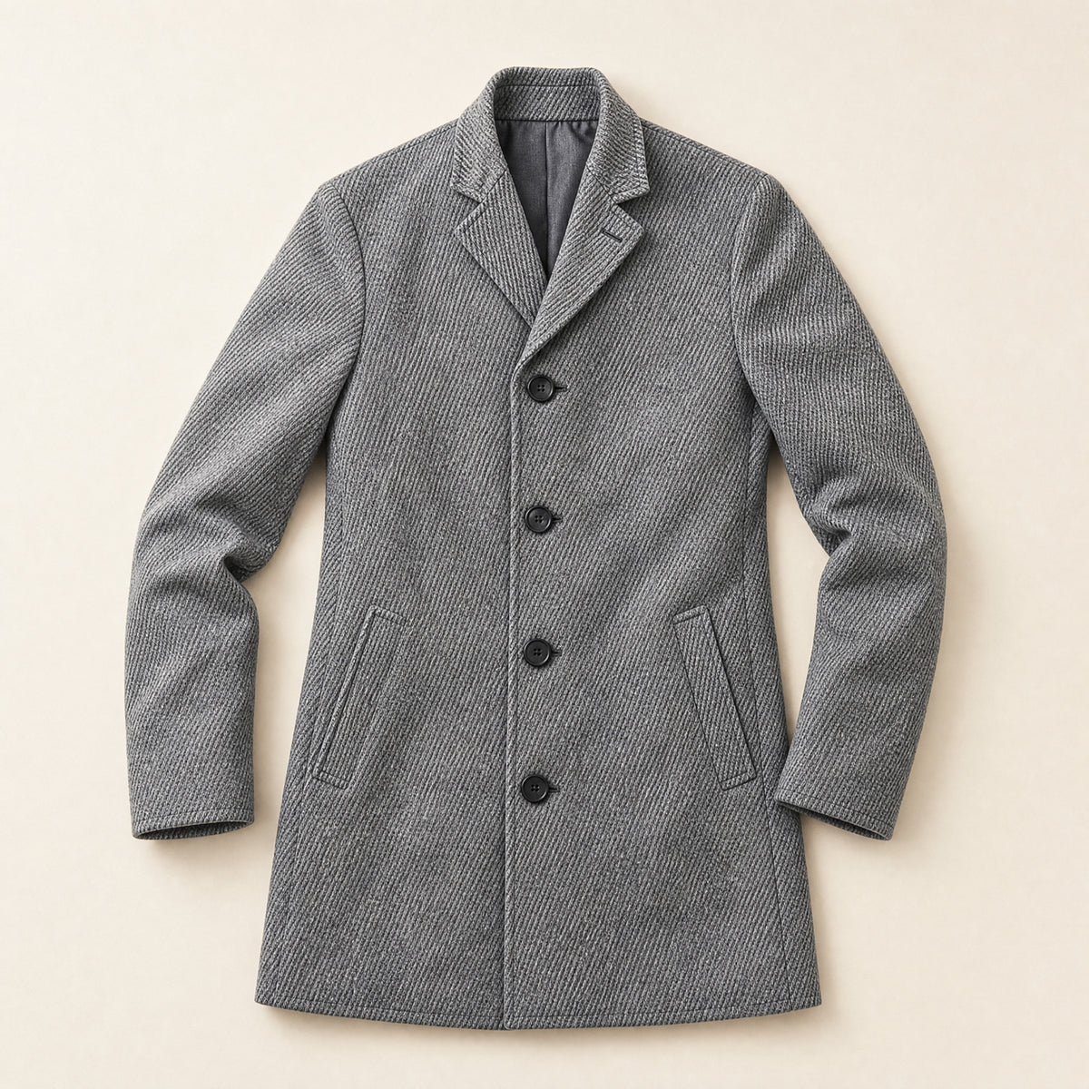 Foxglove Printed Overcoat in Light Gray Stripe