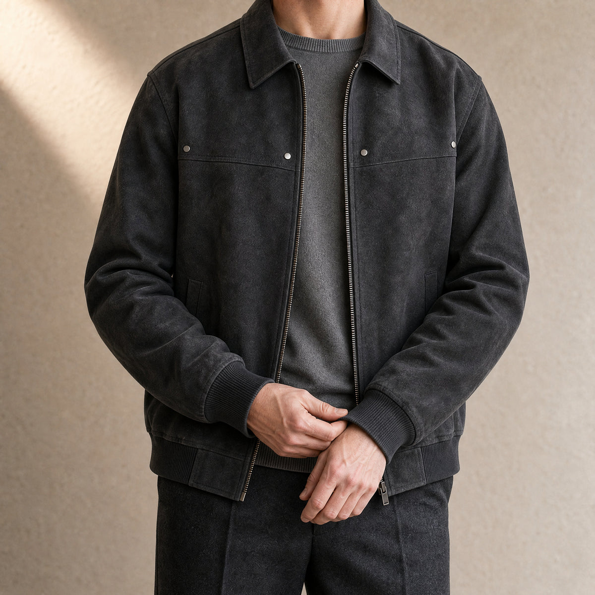 Freshet Leather Bomber Jacket in Black