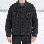 Frostfall Embroidered Denim Jacket in Black