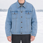 Frostfall Embroidered Denim Jacket in Blue