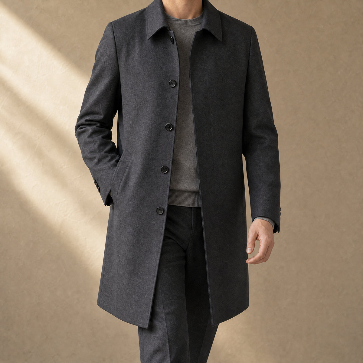 Gable Mid-Length Coat in Dark Gray