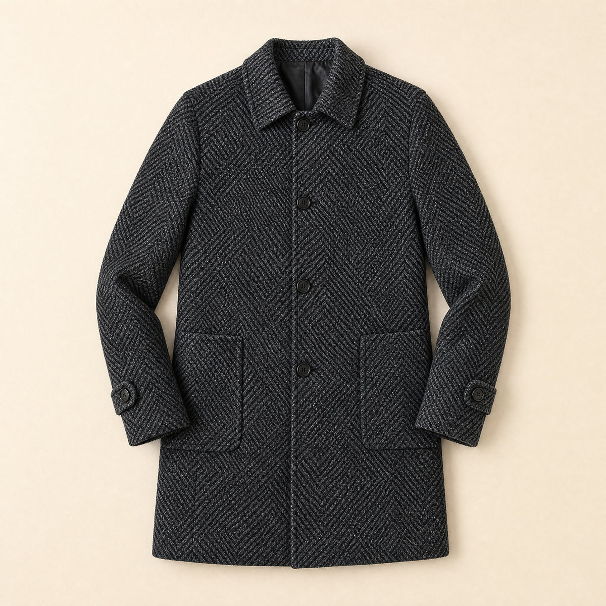 Garnet Single-Breasted Overcoat in Dark Gray